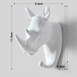 Vintage - Style Deer Head Wall Hanging Hook for Clothes and Accessories (Rhinoceros - white)