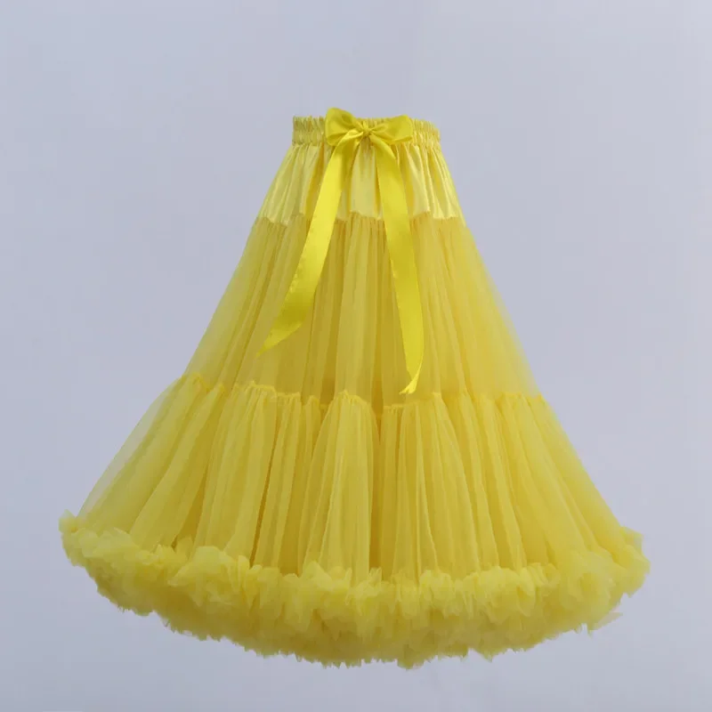 Women's 55 cm Petticoat Adult Puffy Tutu Tulle Skirt Solid color 3 Layers Dance Pettiskirts Fluffy Skirt Cosplay Underskirt