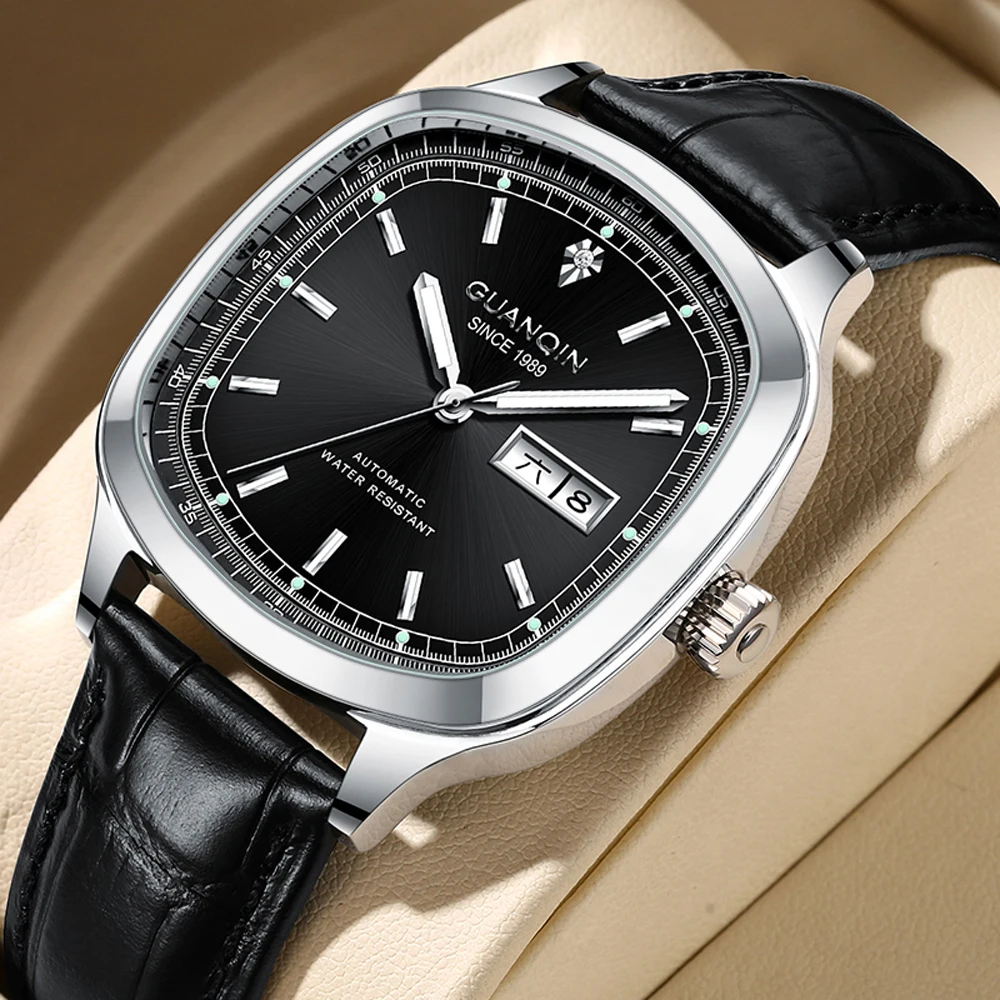 Montre Chronographe WeiQin Homme - Cadran Bleu - Cuir Noir - Acier Inox - Quartz