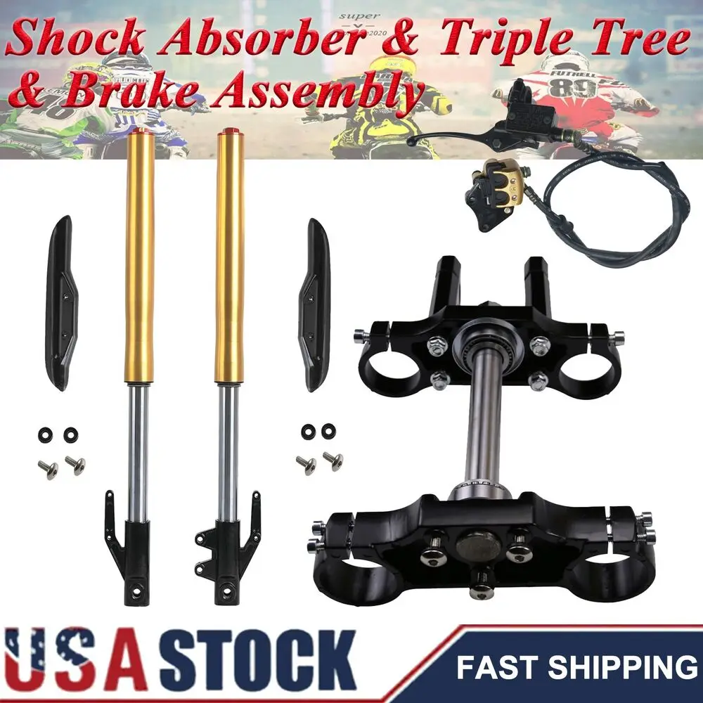 

45/48mm Front Shock Absorber & Brake Assembly & Triple Tree For Dirt Pit Bike Motorcycle accessories front shock motorcycle