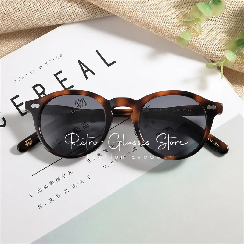 Women's Sunglasses Retro Round Men Women Sunglasses Miltzen Acetate Polarized UV400 Classic Sun Glasses with Brand Case