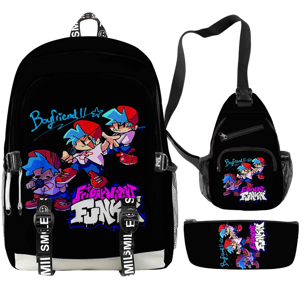 Popular Trendy Friday Night Funkin 3D Print 3pcs/Set Student School Bags multifunction Travel Backpack Chest Bag Pencil Case