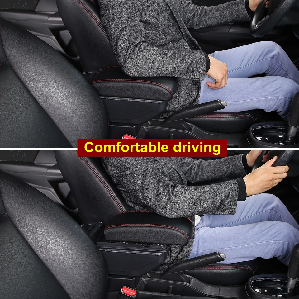 Car Armrest Box for Ford Focus 2 Mk2 2005-2011 Rotatable Center Console Storage Ashtray Cup holder Retractable USB