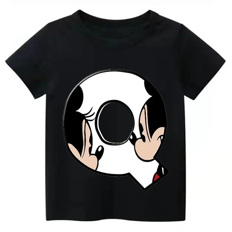 thumbnail image 1 of 2024 Nueva camiseta de verano con combinación de letras para niños de alta calidad Disney Mickey Mouse Font ABCDEF camiseta de manga corta para niños, 1 of 5