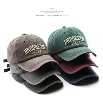 Gorras de béisbol Retro brooklyn Bordado de letras Primavera Verano hombres mujeres algodón ajustable Casual sombrero ropa informal estilo Hip Hop sombreros para el sol 1