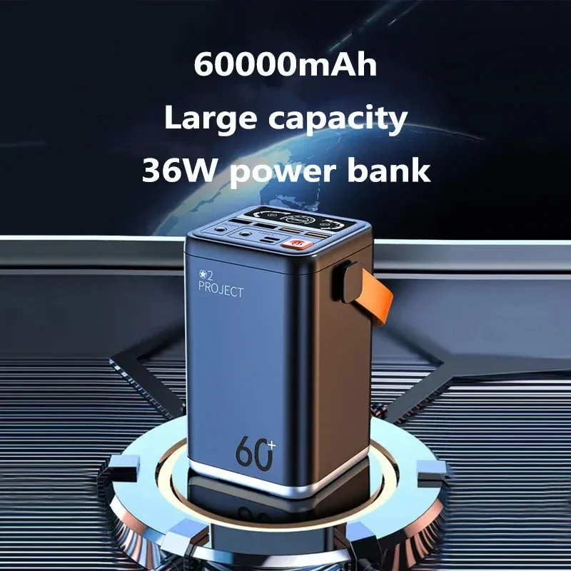 PD65W 60000mAh  Power Bank Large Capacity Portable USB C Fast Charging Powerbank Powerful External Spare Battery For Laptop 4