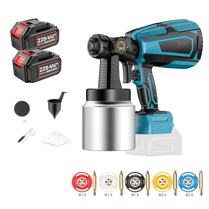 

1000ML Electric Cordless Spray Gun Paint Sprayer Auto Furniture Steel Coating Airbrush 5 Nozzle Compatible for Makita Battery