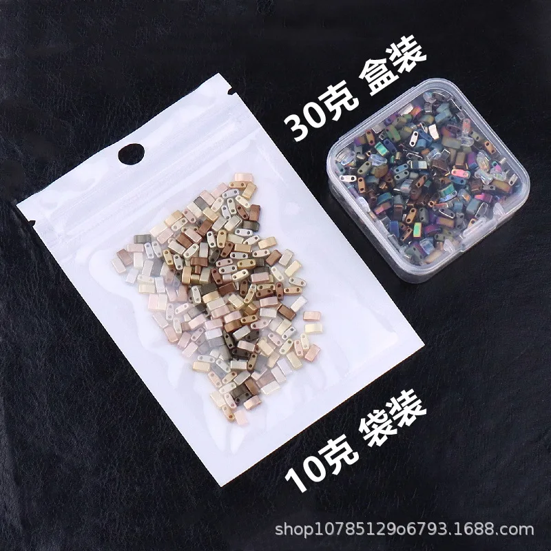 2.5X5mm 하프리프트 더블홀 유리 쌀알 비즈, 바로크 DIY 비즈, 액세서리용 루즈 비즈