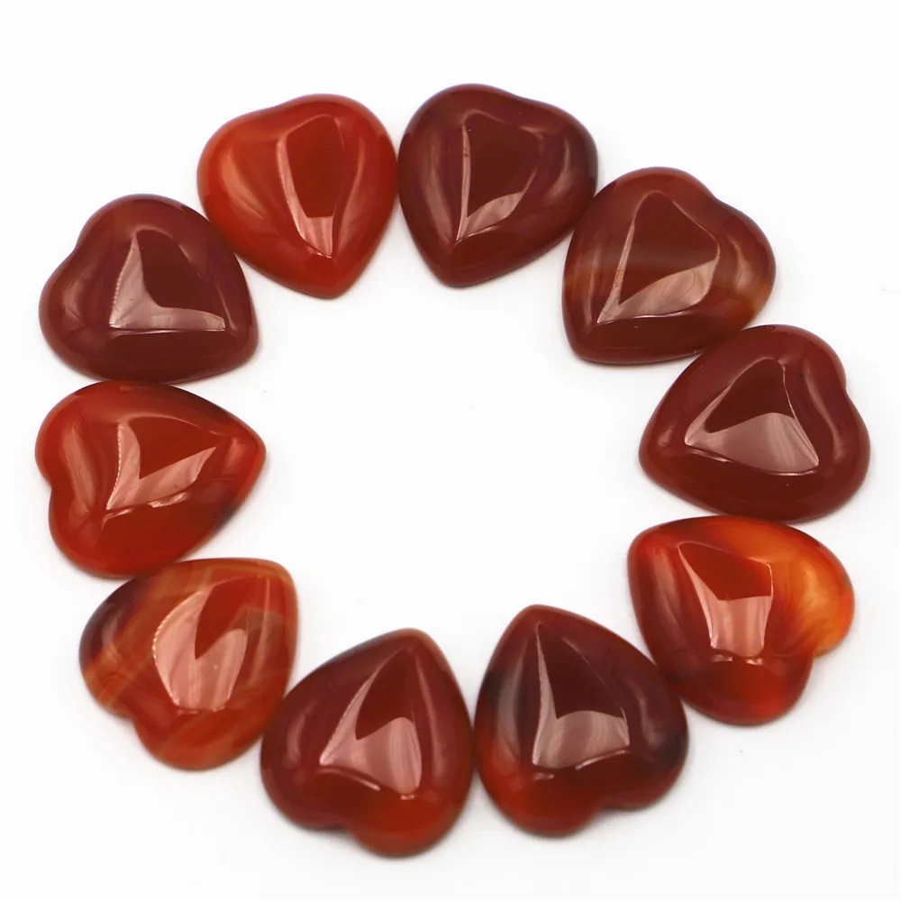 23x25mm Natural Stone Heart Onyx Cab Cabochon Epidote Red Agate Beads for DIY Jewelry Making 12pcs Dropshipping Free Shipping