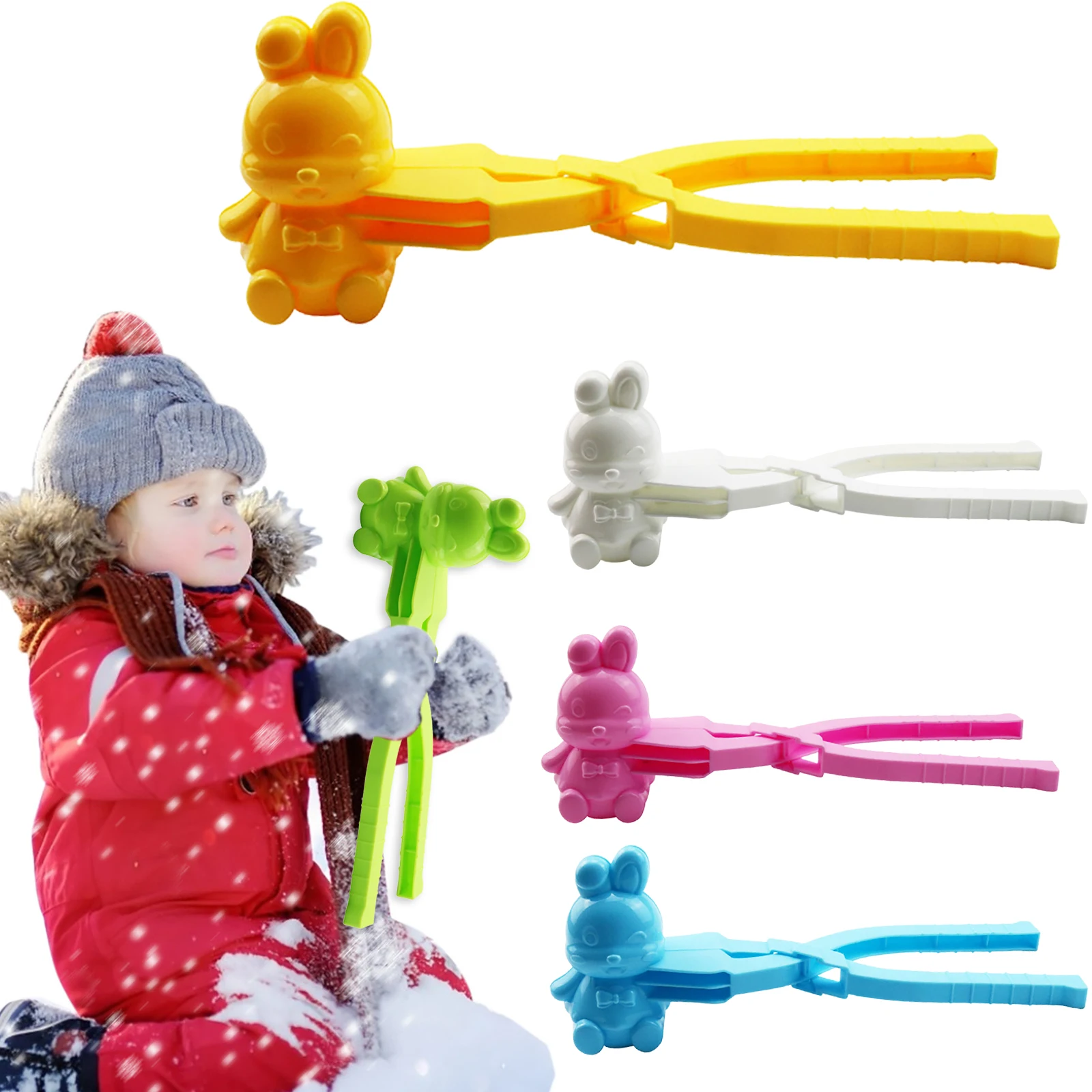 Bunny-shaped Snow Shovel Clips Fun Winter Snowball Fights Toys Kids Gifts for Christmas Thanksgiving Birthdays Toys