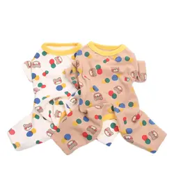 New Dog Cat JumpSuit Pajamas Ball&Bear Design Pet Puppy Soft Tracksuit T-Shirt