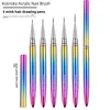 Nail Art Brush Rainbow Metal Long 100% Pure Natural Hair Professional Kolinsky Nails Art Liner Brush Nail Art Pen for Nail Desig 1