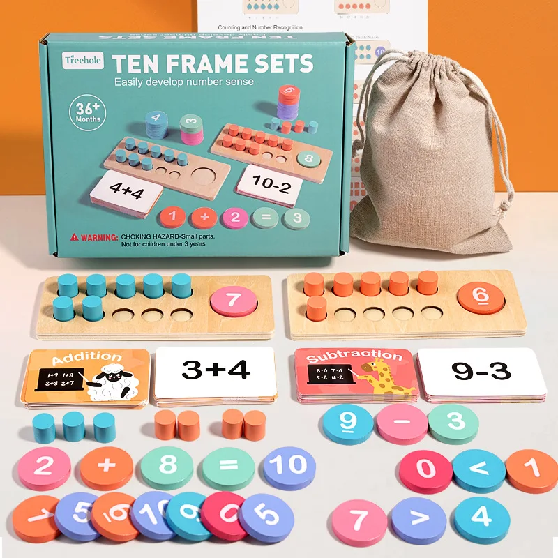 Children's Wooden Number Board Cognitive Matching Addition Subtraction Operation Montessori Logical Thinking Training Math Toys math toys,learning board toy,teaching aids toys,educational toys