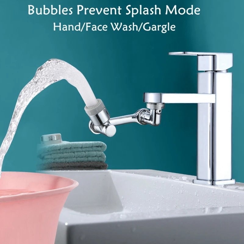 

1080 Degree Universal Faucet Extension Sprayer Head Bathroom Tap Extend Adapter Splash Filter Faucet Rotary Robot Arm Faucets