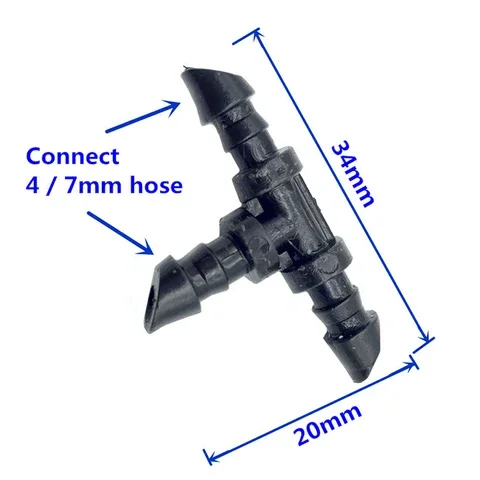 

Upgrade T Barbed for 4/7 mm Tube 3-way Hose Splitters for Garden Drip Irrigation Hose Connector 1/4 Inch Hose 50 Pcs