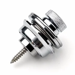 Heavy Duty Metal Guitar Strap Lock Button for Enhanced Instrument Security (Silver)