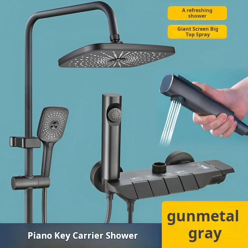 Digital display smart showerhead Set LED Brass Taps Stainless Steel Spray Grey Smart Shower Head shower head,shower set