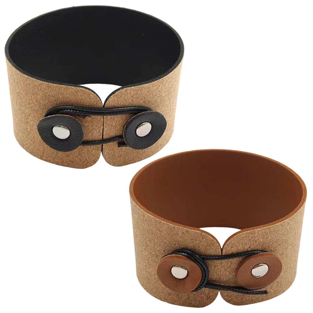 Reusable Cork PU Leather Cup Sleeve - حامل أكواب م...