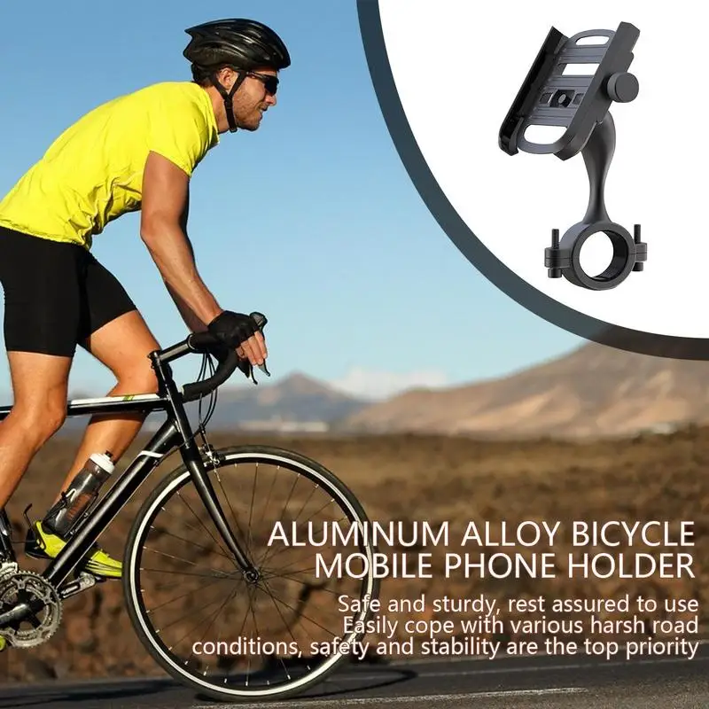 Bike Phone Holder Aluminum Motorcycle Phone Mount with 360-Degree Rotation Scooter Bicycle Handlebar Phone Clip Cell phone Stand