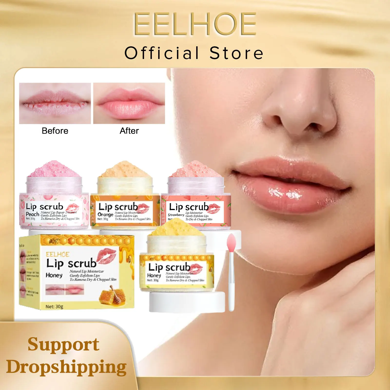 

EELHOE Pink Lips Scrub Exfoliator Dead Skin Removal Lightening Fade Lip Lines Anti Dryness Moisturizing Makeup Lip Care Products