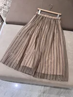 Spring Summer 2025 Women's Silk Skirt Beaded Elastic Waist A-Line Skirt 1