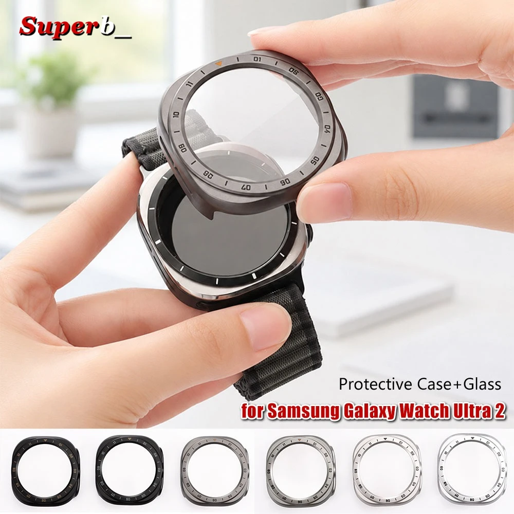 Premium Glass Screen Protector Case for Smartwatch - Durable Tempered Glass Cover with Hollow Design
