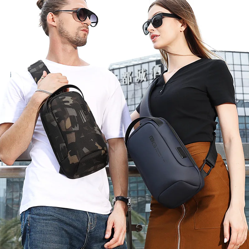 New Multifunction Crossbody Bag USB Casual Shoulder Messenger Bags Male Waterproof Short Trip Chest Bag Pack for Men