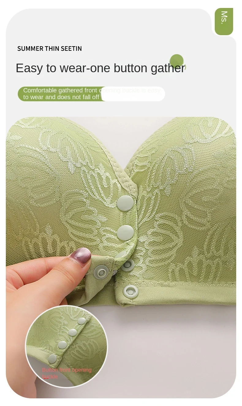 New Large Size Front Buckle Sexy Push up WOMEN'S Bra Adjustable Thin Cup Breathable Comfortable Middle-aged Mom Ladies Underwear 3