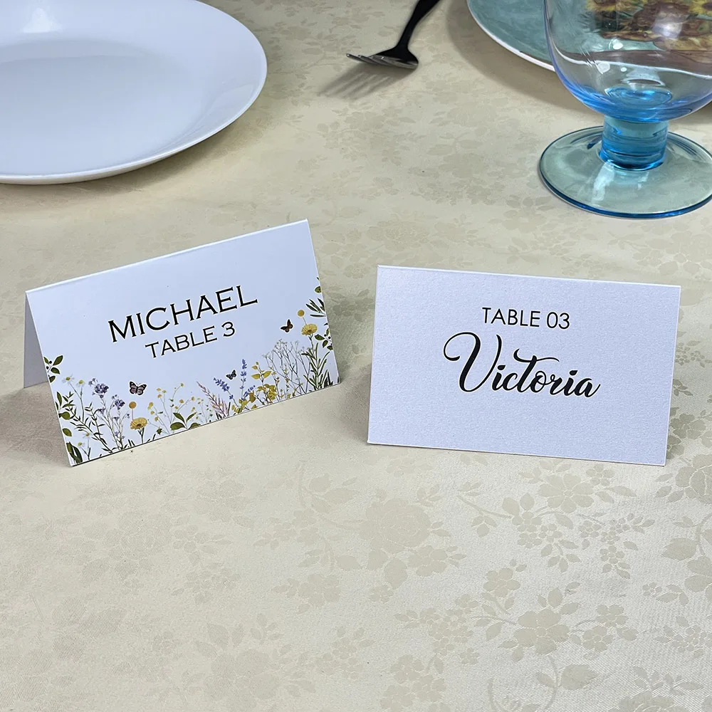 Personalized wedding place cards table number for Outdoor & Garden party guests names cards.