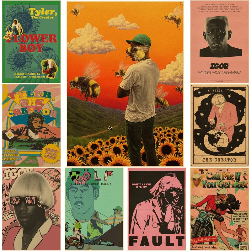 

Rapper Tyler The Creator Retro Poster Flower Boy/Vote Igor Kraft Paper Prints Vintage Home Room Bar Cafe Decor Art Wall Painting