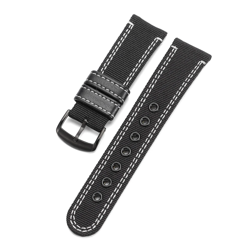 Enhanced Nylon-Coated Canvas and Leather Watch Band