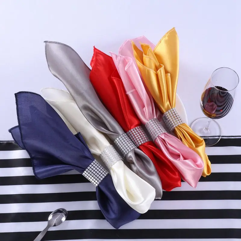 

10pcs Plain Fabric Satin Napkins 10pcs for Wedding Table Cloth Dinner Decoration