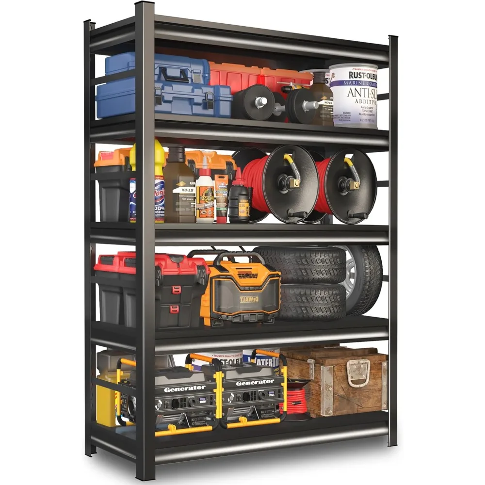 78" H Garage Shelving Heavy Duty Storage Shelves Adjustable 5 Tier Metal Shelves for Garage Warehouse Basement 2