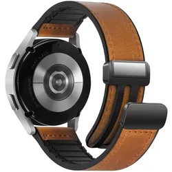 Magnetic Buckle Silicone Watch Strap, 20-22mm Adjustable Band Bracelet for Huawei Watch 46mm (Leather Silicone F)