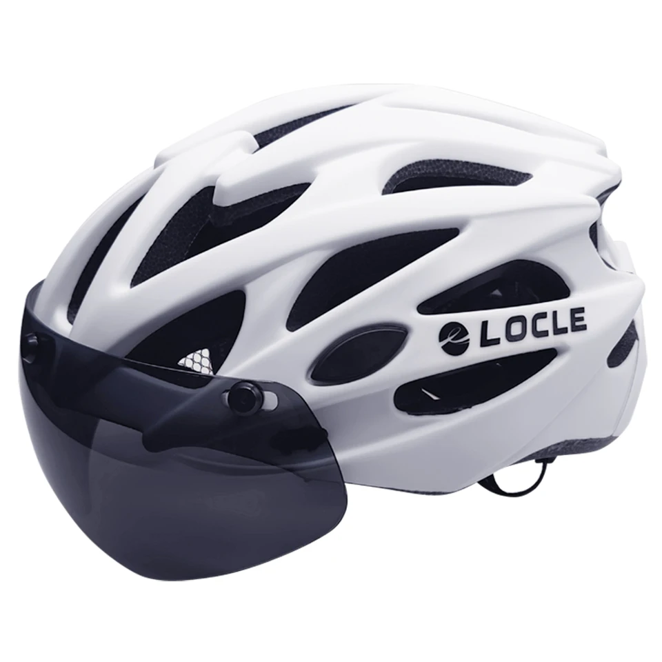 LOCLE Cycling Helmet Men Women Magnetic Goggles Bicycle Helmet With Removable Visor Road Mountain Bike Helmet Size M/L/XL