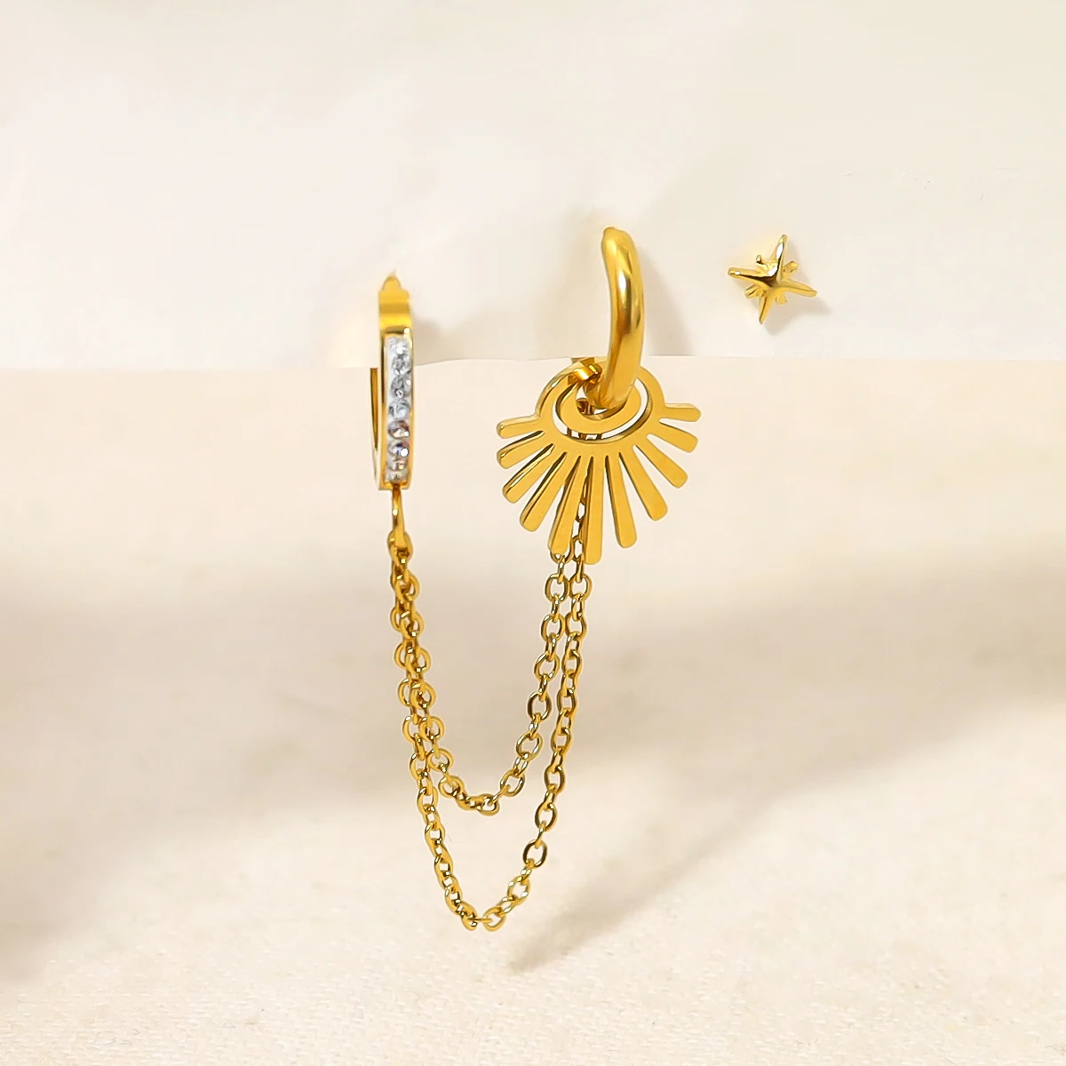 WILD & FREE 18K Gold Plated Stainless Steel Earrings for Women Trendy Asymmetrical Dangle Stud Earring Set Tarnish Free Jewelry