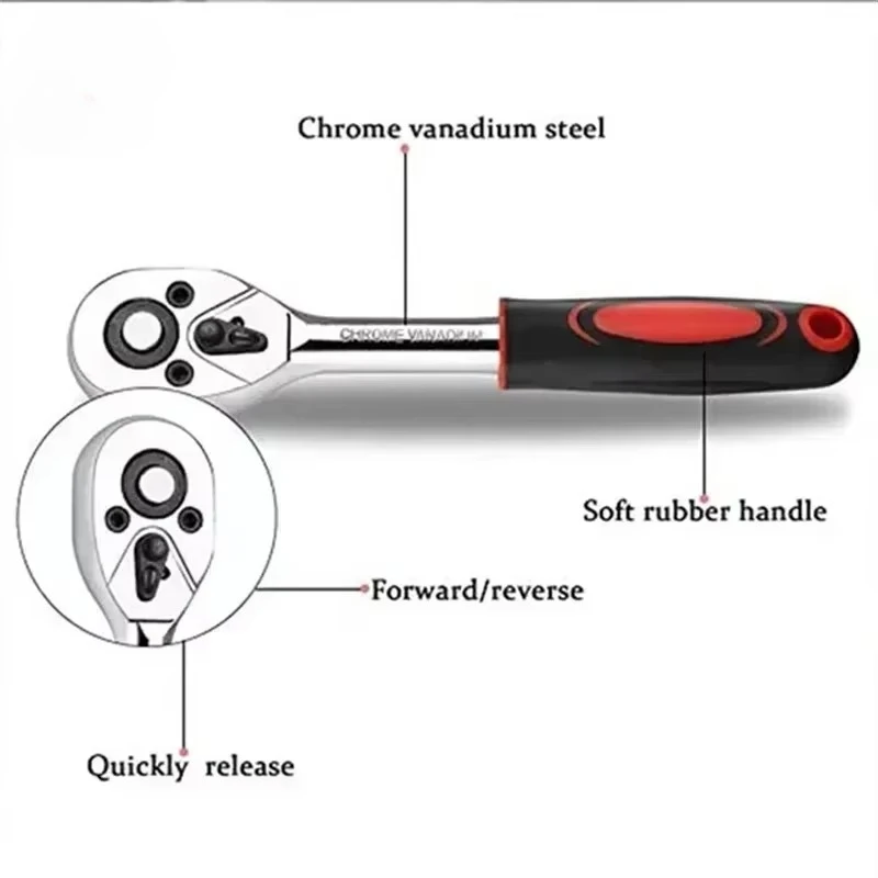 46Pcs 1/4-Inch Socket Wrench Set Car Repair Tool Ratchet Torque Wrench Combo Tools Auto Repairing Tool Spanner Hand Tools