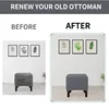 Square Ottoman Cover Polar Fleece Footstool Covers Elastic Footrest Slipcovers House Pouf Carre Furniture Protector Stool Covers 5