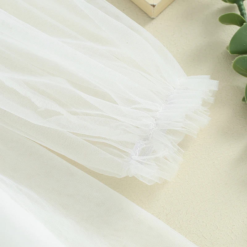 Pudcoco Toddler Baby Girl Princess Tulle Dress Newborn Puff Sleeve Mesh Tutu Dress Heart Print Valentines Day Dresses 3-7T