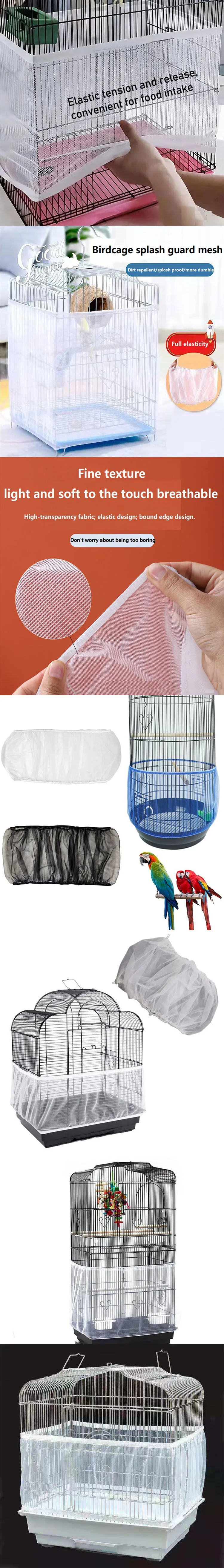 Adjustable Mesh Bird Cage Cover Skirt Net For Easy Cleaning Guard_voghion.com