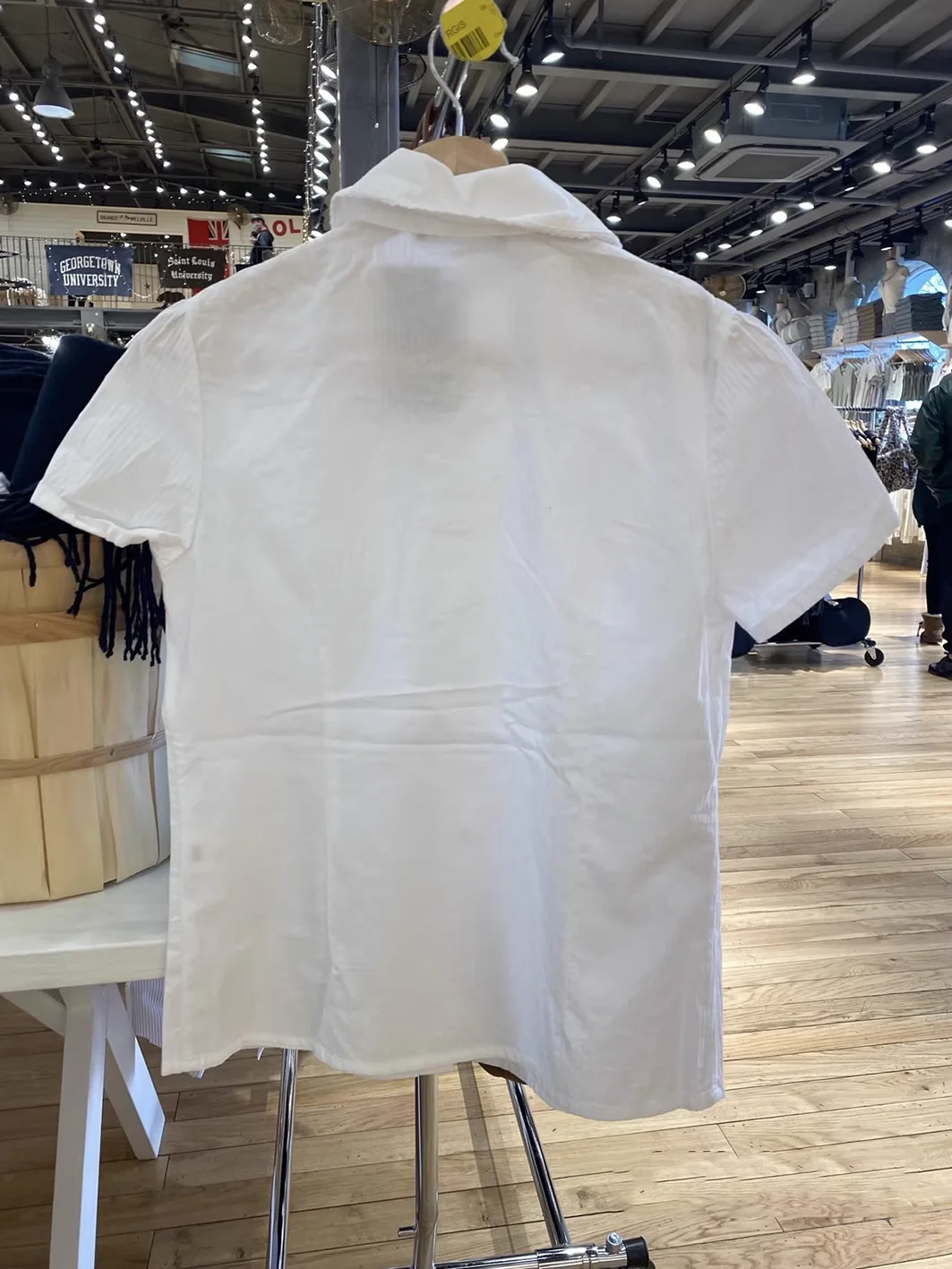 White Stripes Peter Pan Collar Blouse - Women's Summer Short Sleeve Cotton Top