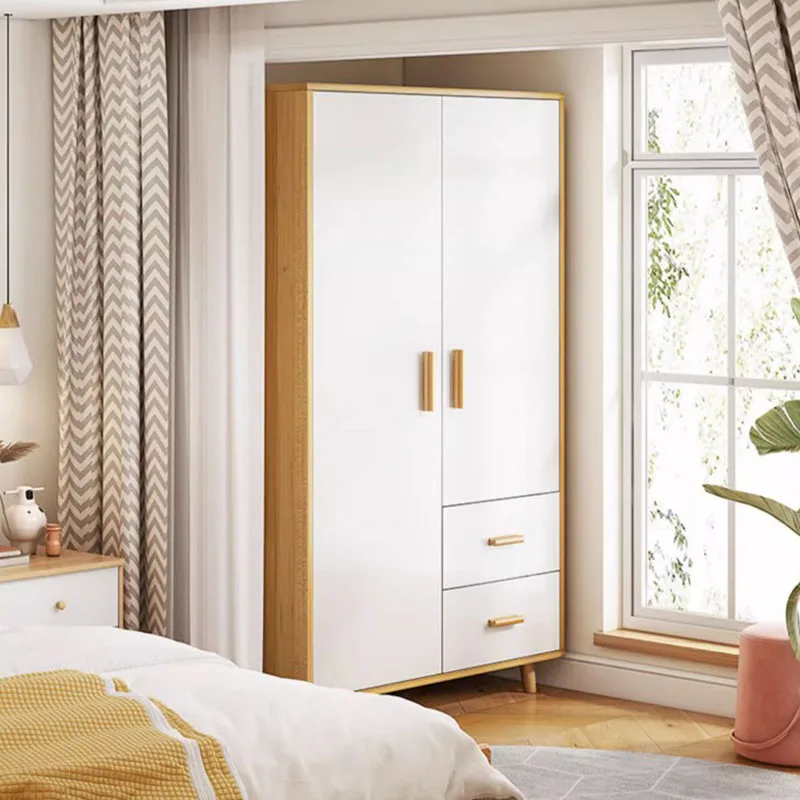 White Armoire - Armario de almacenamiento de ropa para dormitorio con 2  cajones
