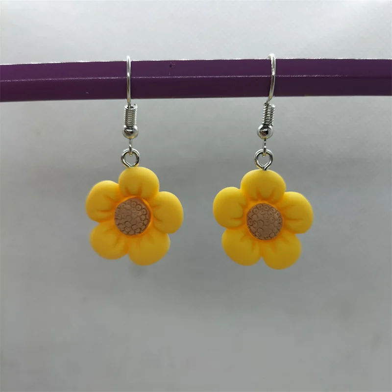Yungqi желтые серьги в виде подсолнуха из смолы для женщин корейские модные