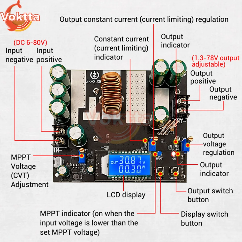 Dc-dc Buck Boost Converter Module Regulador de Tensão Ajustável Carregamento Solar Fonte de Alimentação Mppt 680v para dc 1.378v 700w 30a 700w
