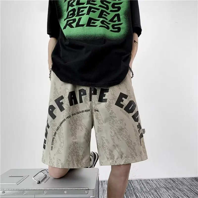 Trendy American High Street Casual Letter Printing Shorts for Boys' Summer Hip Hop Pop Capris