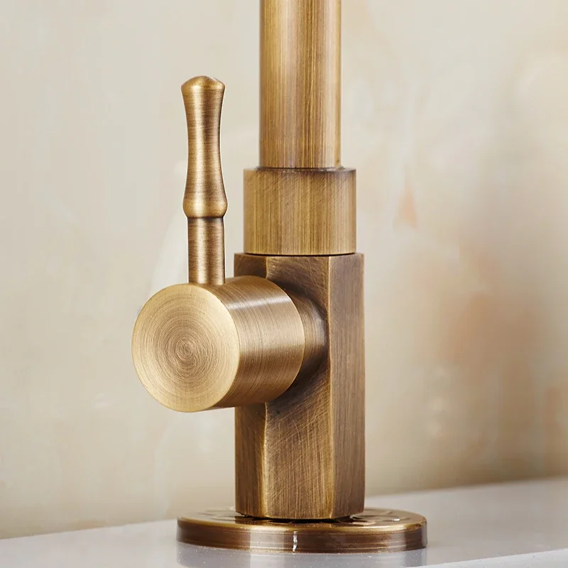 Kitchen Faucets High Quality Faucet Brass Classic Only Cold Water Kitchen Sink Faucet Gooseneck Single Lever Outdoor Tap Bronze Brushed Finish