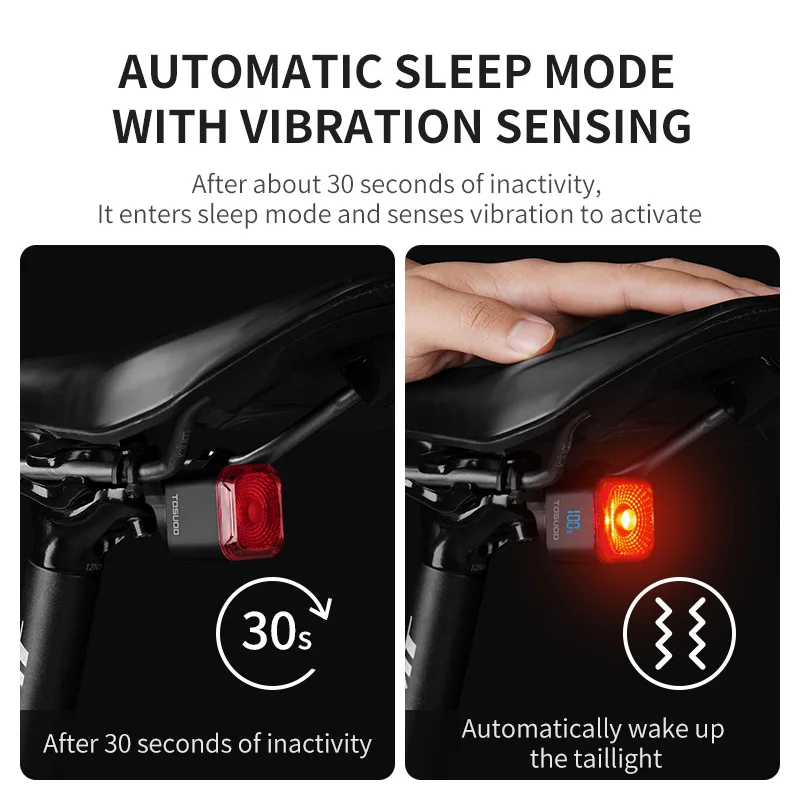TOSUOD Sensore freno Fanale posteriore per bici Display digitale di alimentazione Avvio automatico Arresto Luce posteriore di sicurezza Lunga durata USB ricaricabile - immagine 5