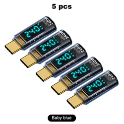 High - Speed USB4 Type - C Adapter with Digital Display - 240W 8K OTG USB - C to USB - C Connector (5pcs light blue)