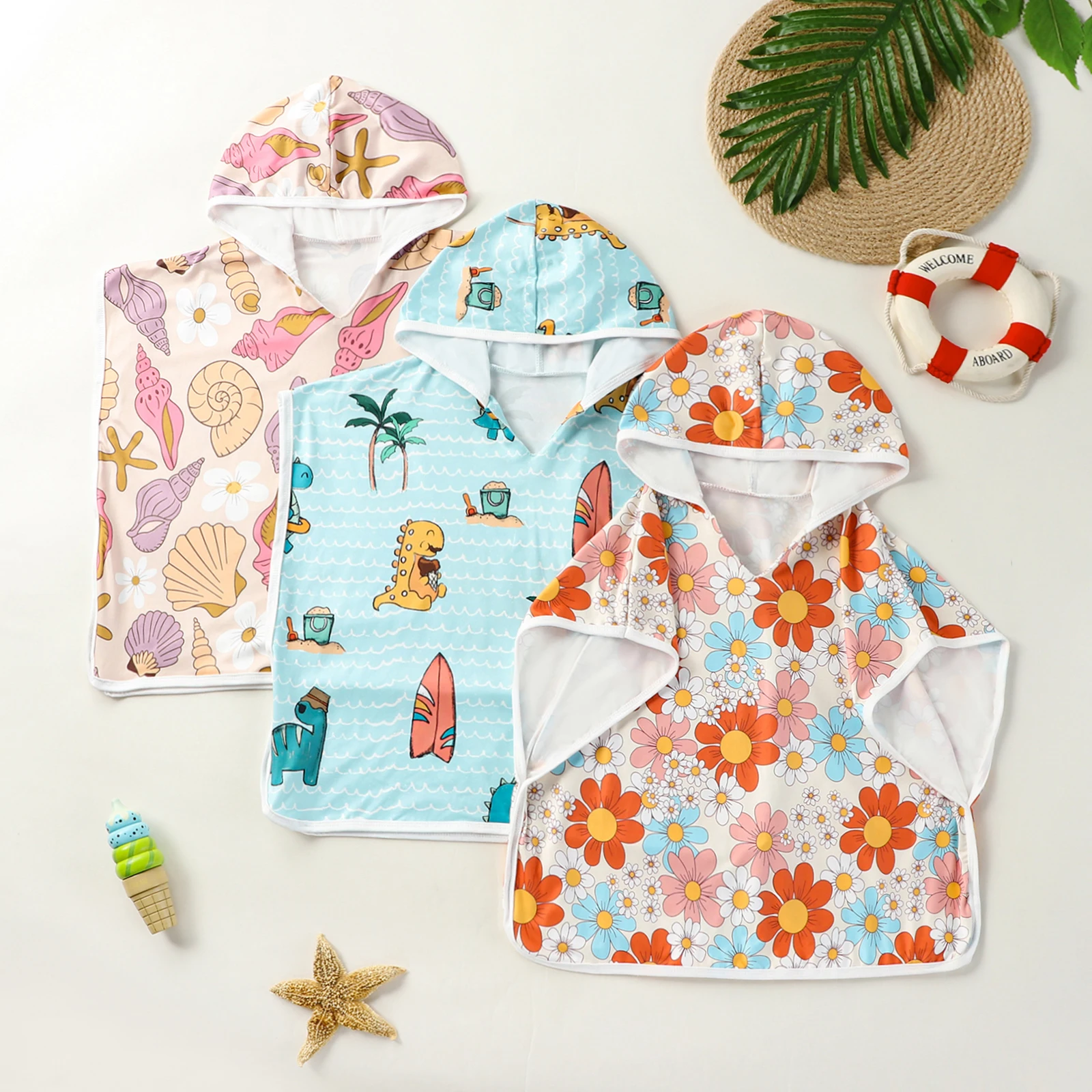 

New Fashion Kids Boy Girls Hooded T-Shirt Casual Summer Printed Loose Dolman Sleeve Pullover Shirt For Toddler 1-6 Years