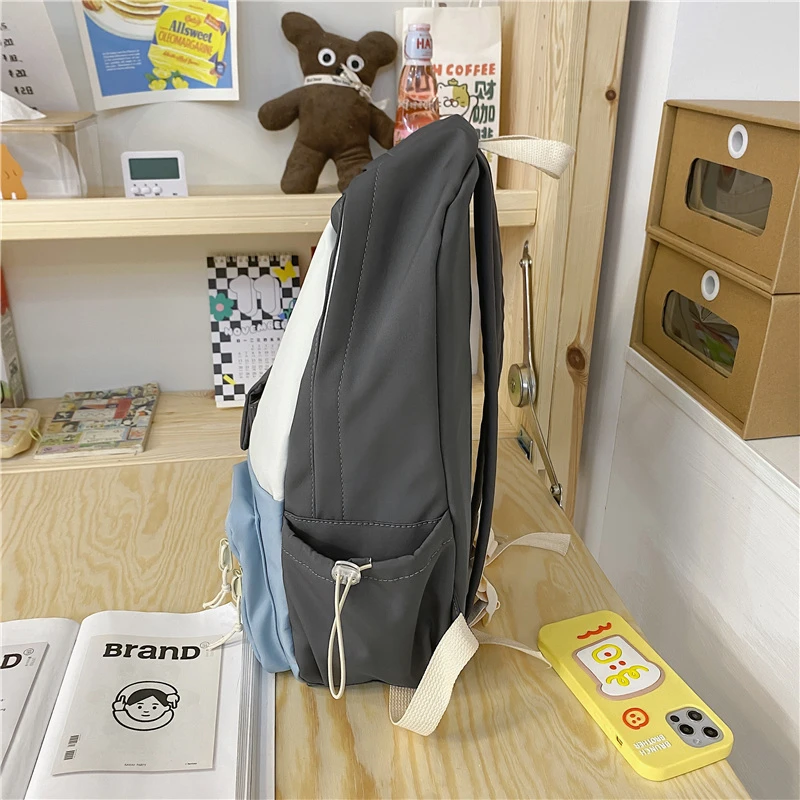 Fashion Women's Backpack Contrast Color Student Book Bag Large Capacity Travel Backpack Rucksack for Teenager School